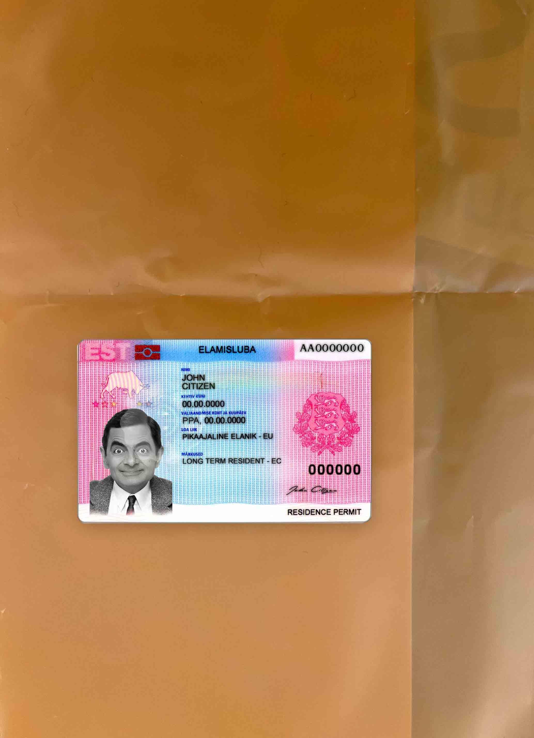Blank Estonia residence permit photolook example